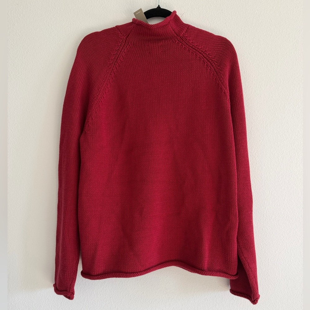J.Crew 1988 Rollneck Sweater in Cotton in Red Ochre, Size Medium - Picture 7 of 9